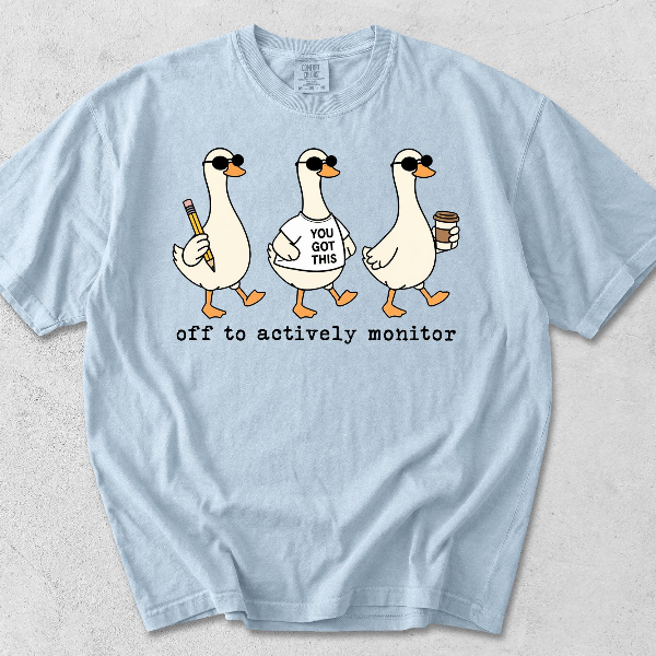 Off To Actively Monitor Shirt Funny Goose Graphic Tee Sarcastic Humor Gift yellow m t Shirt