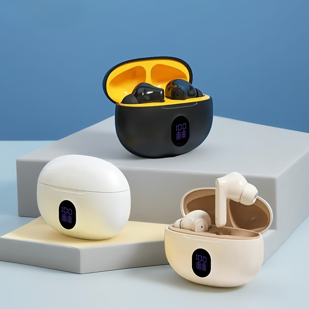 TWS Bluetooth Wireless Earbuds With LED Display Case And Touch Control black