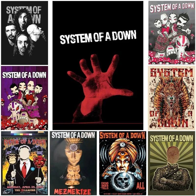System Of A Down Band Poster Canvas Heavy Metal Music Wall Art For Bedroom, Living Room & Home Decor 5 7.87 11.81 In Unframed