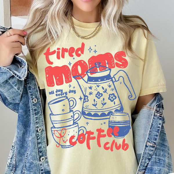 Tired Moms Coffee Club Shirt Funny Mom Coffee Lover Graphic Tee Cute Outfit grey s sweatshirt