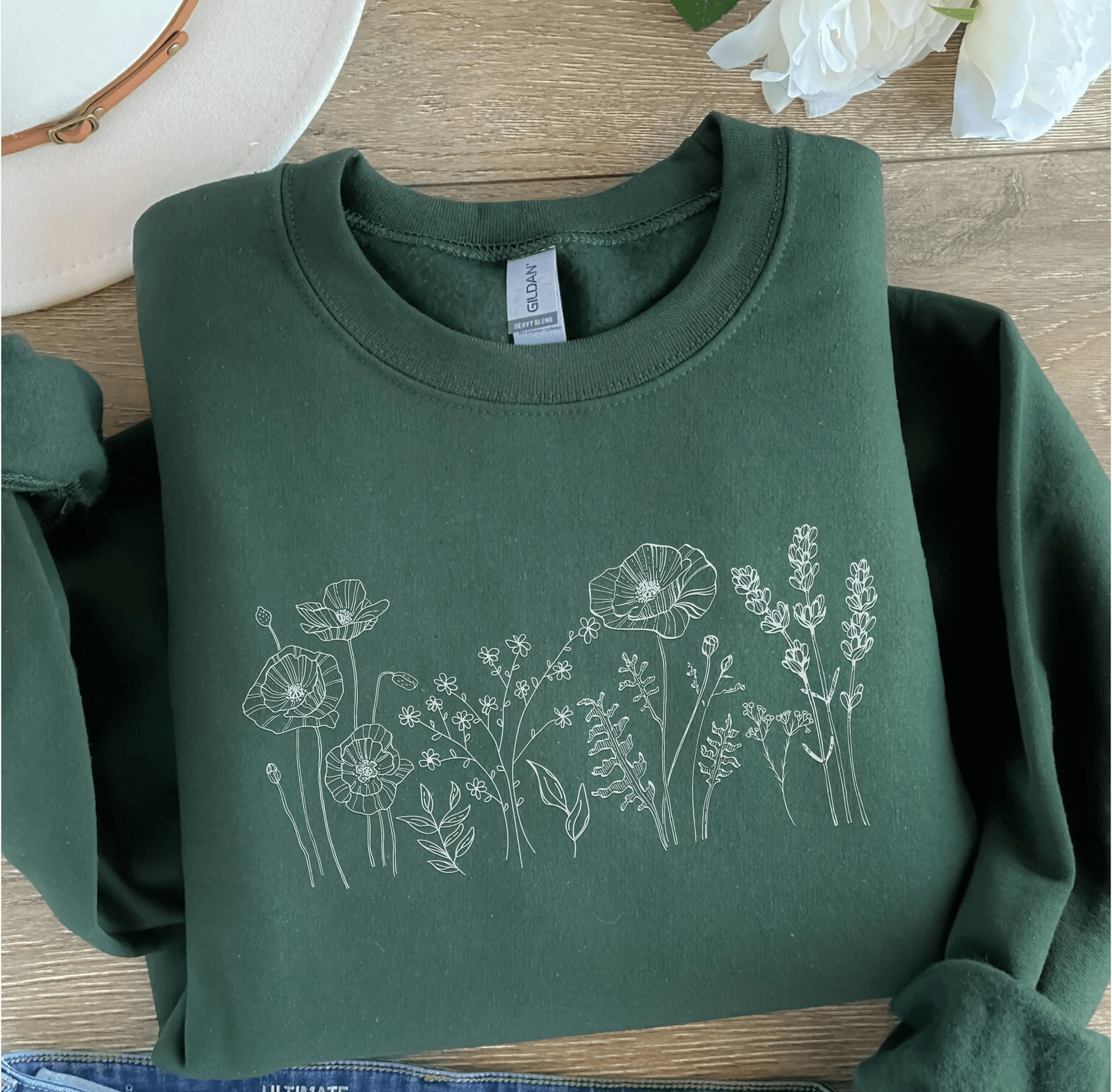 Wildflower Botanical Shirt Nature Lover Floral Tee Cute Plant Lover Gift For Mom black l sweatshirt