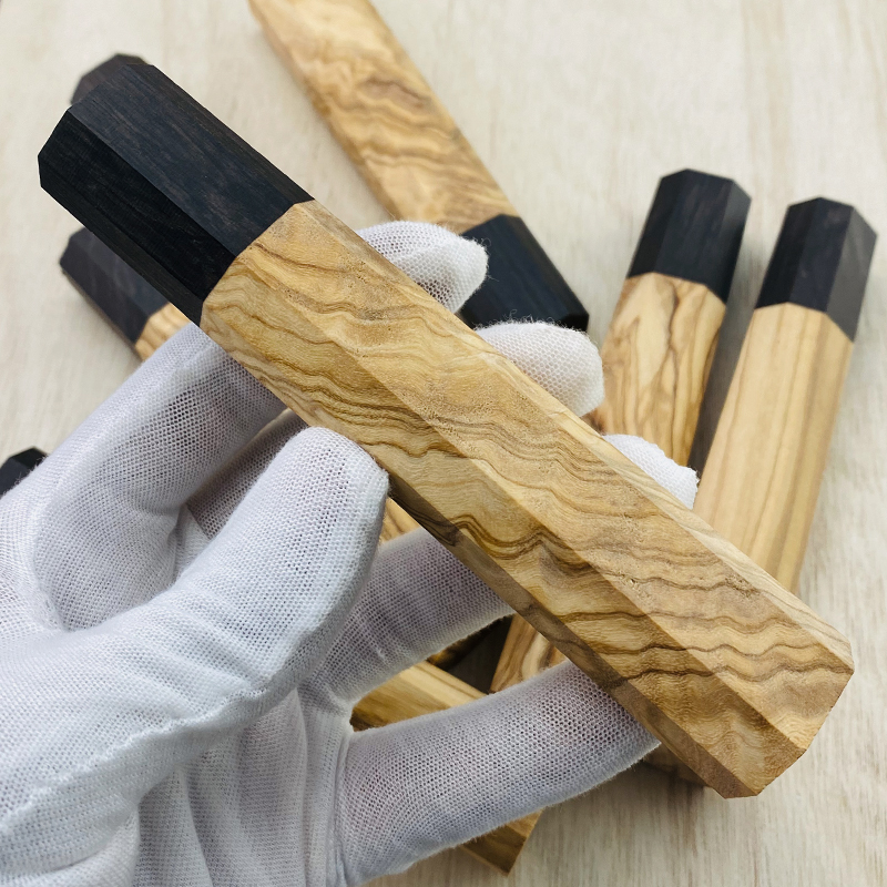 Olive Wood Ebony Octagonal Knife Handle For DIY Kitchen Knives Olive Wood Ebony Octagonal Knife Handle For DIY Kitchen Knives