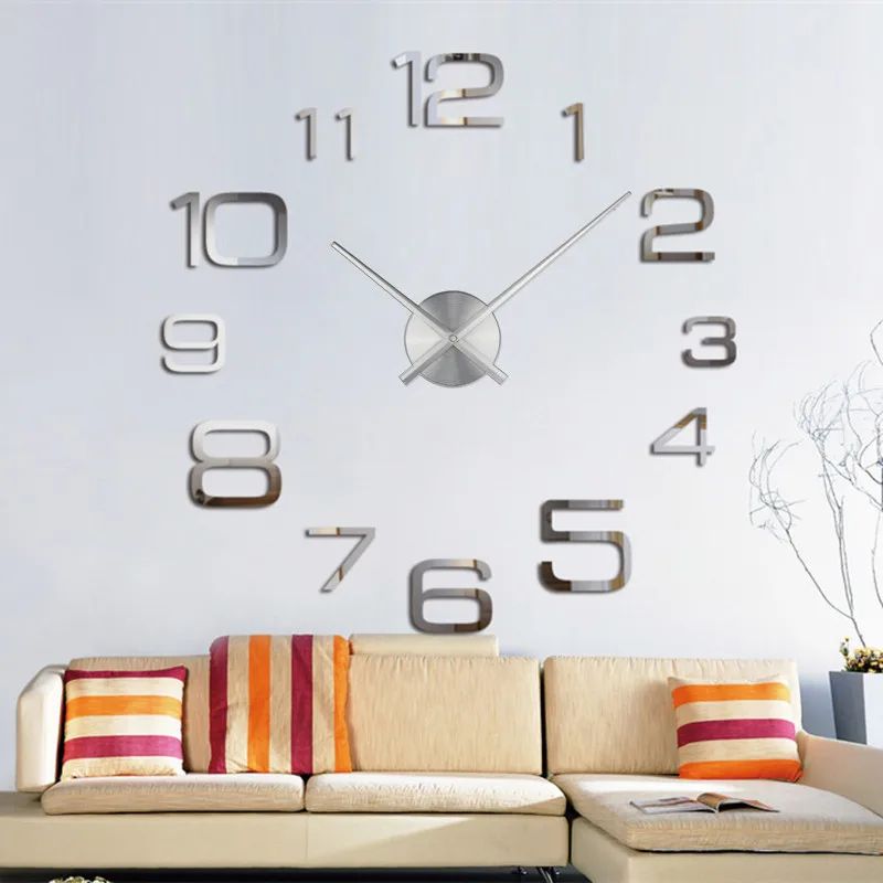 Modern 3D DIY Wall Clock Large Acrylic Mirror Sticker Quartz Clock For Living Room Home Decor 022b 3d 37 In