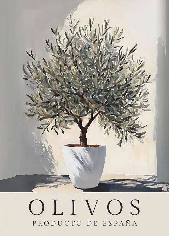 Retro Elegant Olive Tree And Lemon Canvas Poster Mediterranean Vase Wall Art For Living Room, Bedroom & Home Decor style 11 7.9 X 11.8 In (20x30cm)