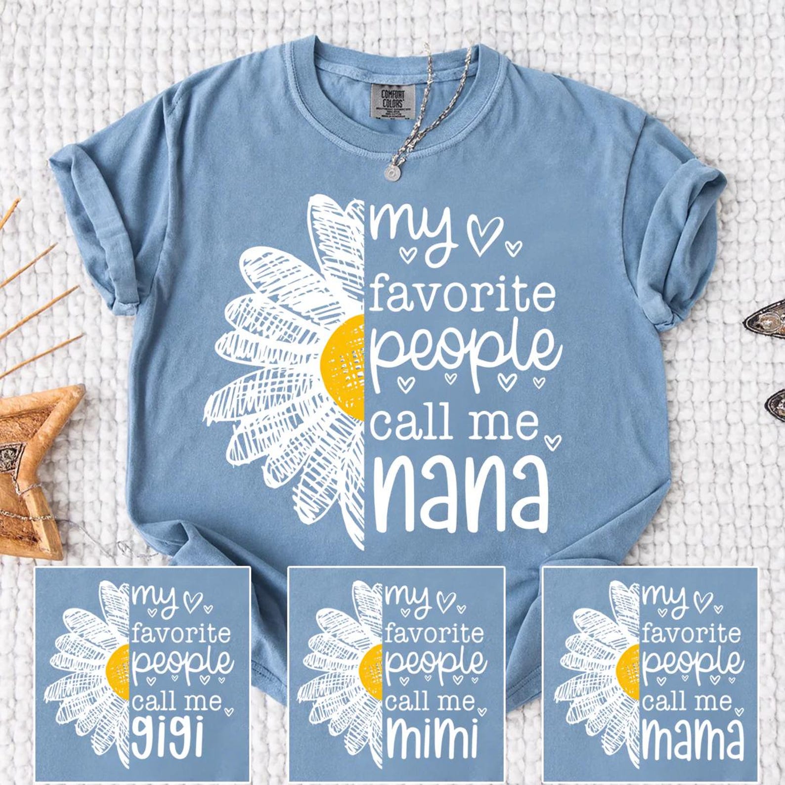 My Favorite People Call Me Nana Shirt Personalized Grandma Graphic Tee Cute Floral T Shirt white 3xl sweatshirt