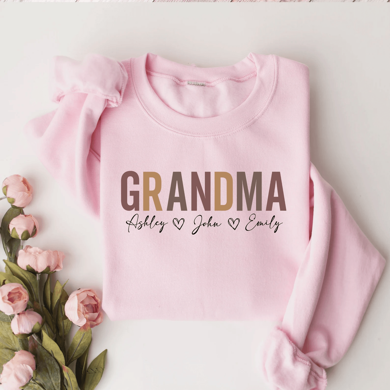 Personalized Grandma Sweatshirt Custom Names Cozy Gift For Mothers Day navy l t Shirt