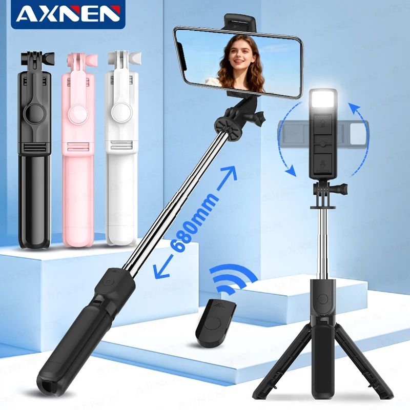 All in One Bluetooth Selfie Stick Tripod With Light & Remote For IPhone And Smartphones 1
