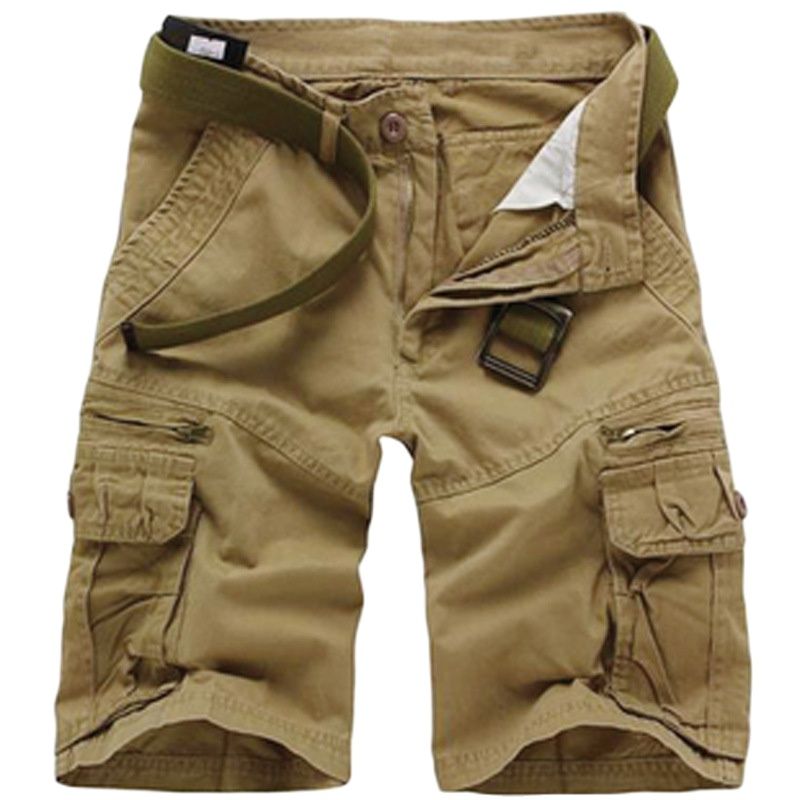 Men's Cotton Cargo Shorts Multi Pocket Knee Length Casual Streetwear Shorts grey Green 40