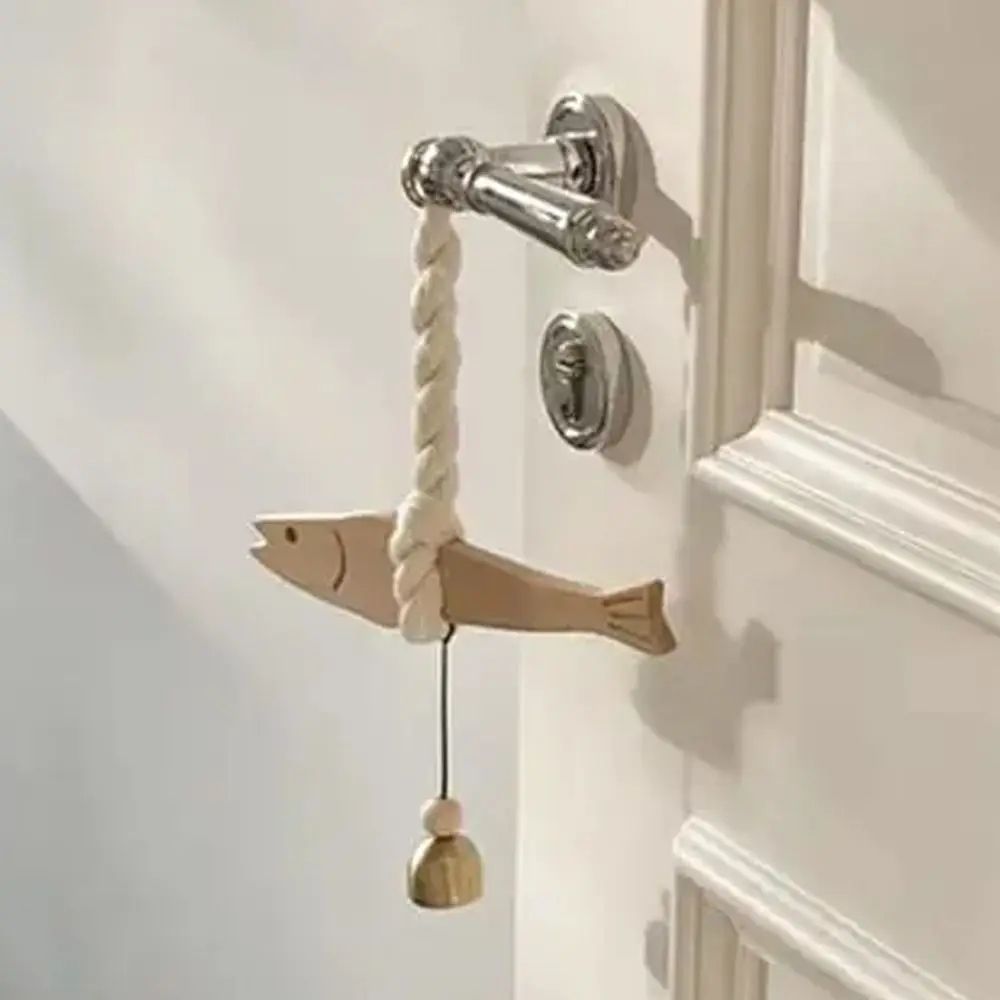 Lightweight Wooden Fish Hanging Ornament Rustic Bell Pendant Wall & Door Decor style 2 S