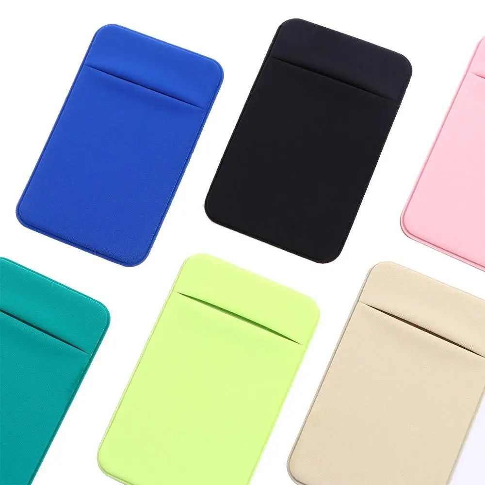 Elastic Cell Phone Card Holder Slim Lycra Adhesive Mobile Wallet & ID Pocket gray