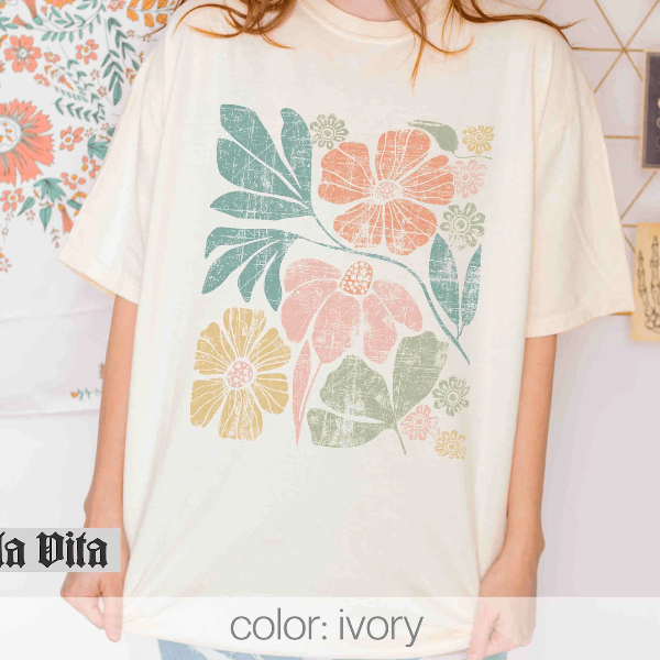 Wildflower Floral T Shirt Comfort Colors Tee Vintage Botanical Flower Graphic Shirt For Women grey 2xl sweatshirt
