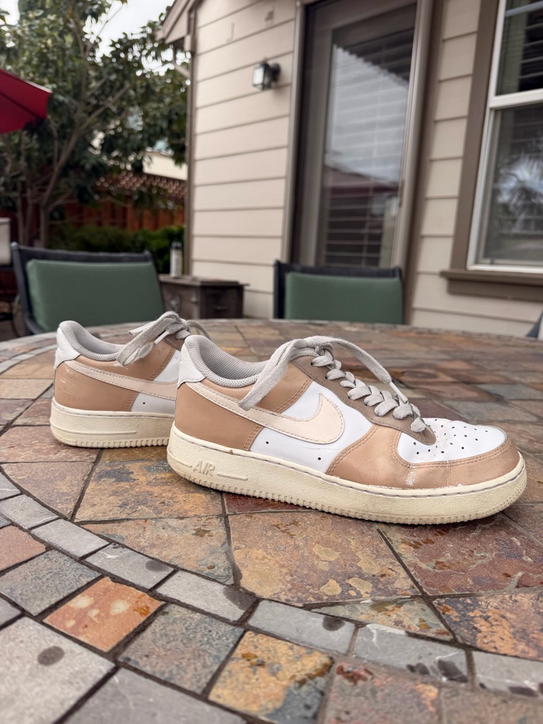 Nike Shoes | Custom Nike Air Force 1 - White & Brown | Color: Tan/White | Size: 10