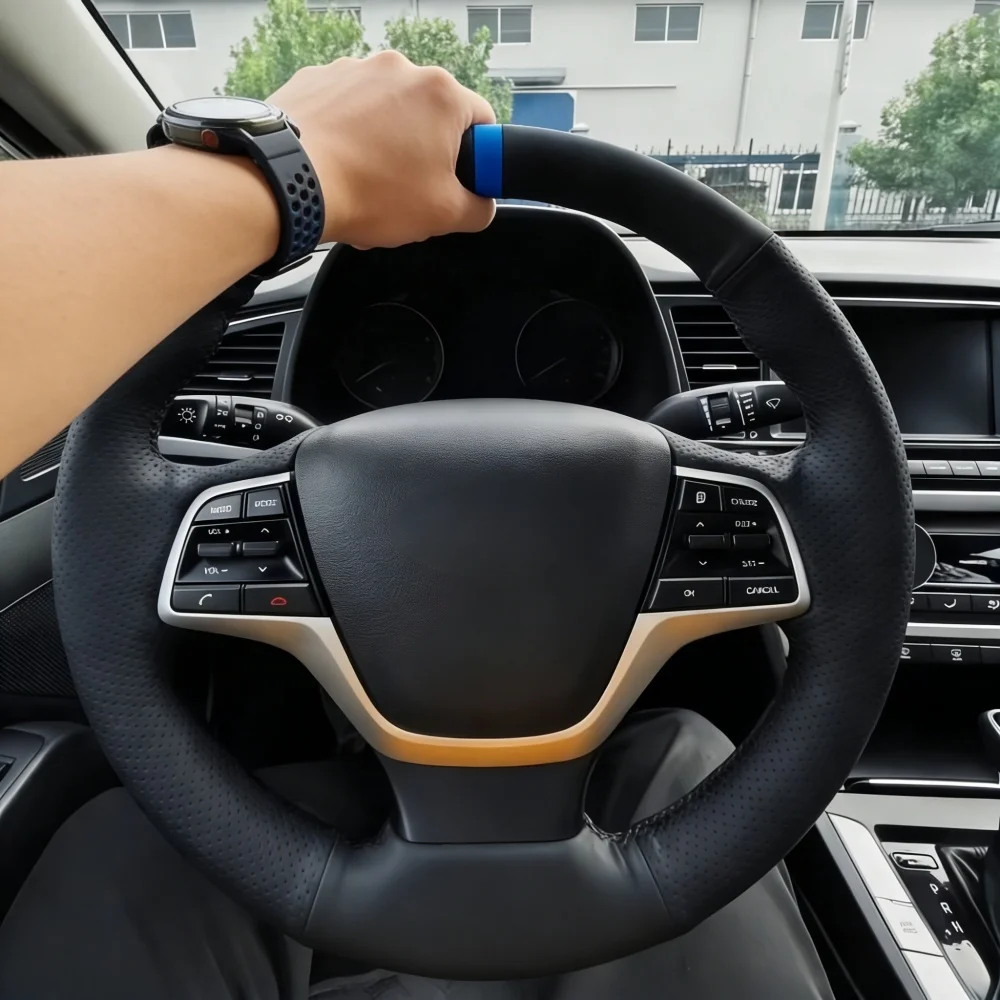 Autozubehör Geflochtenes Kunstleder 2016 2017 Solaris 2017 Accent 2018 Lenkradbezug für Hyundai Elantra4 Image