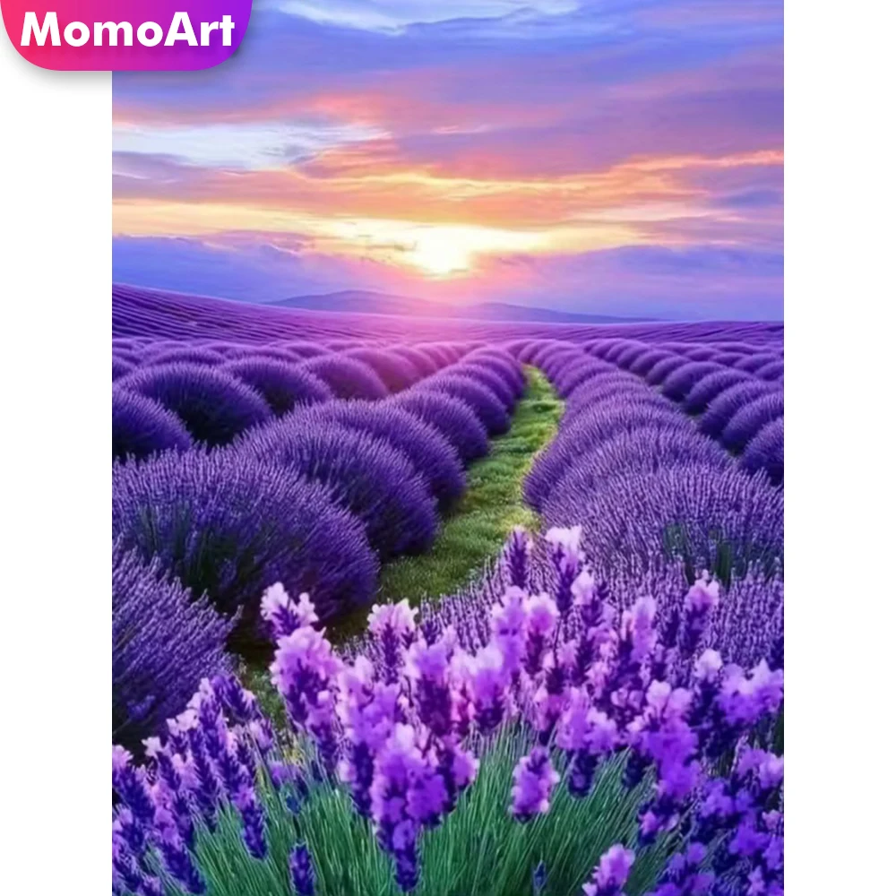 Momoart Neuerscheinung Diamant-Malerei Blumenbild Strass-Diamant-Stickerei Lavendel DIY Mosaik Heim Schlafzimmer Wandkunst Image