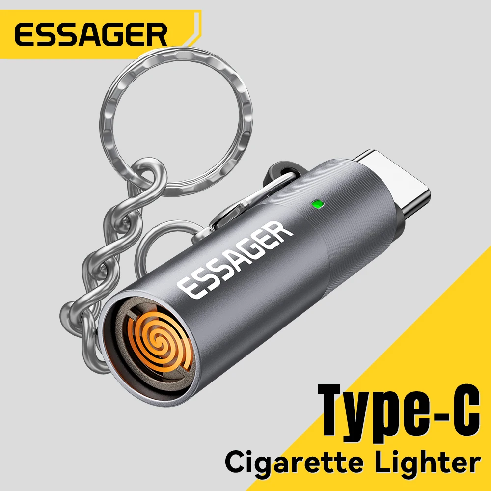 Essager Typ C Mini-Feuerzeug, Wolframdraht, Blow-to-Ignite-Sicherheit für Luftreisen, keine Flamme, automatische Abschaltung, OTG-kompatibel mit Telefone Image