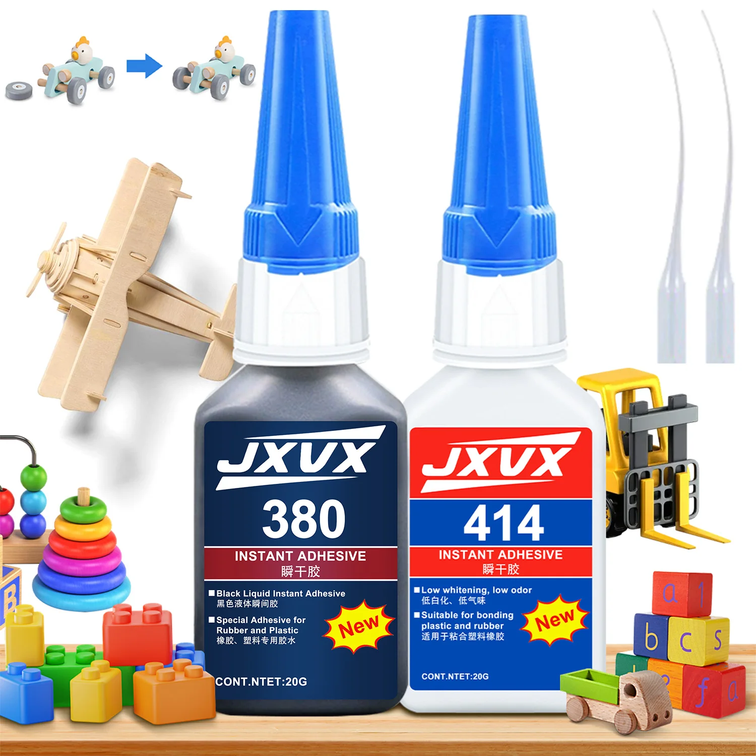 20 g Sekundenkleber 414/380 – extrem starker Industriekleber für Notfallreparaturen im Haushalt und zum Verkleben von Bastelmaterialien, mit Präzisions-Tropfer. Image