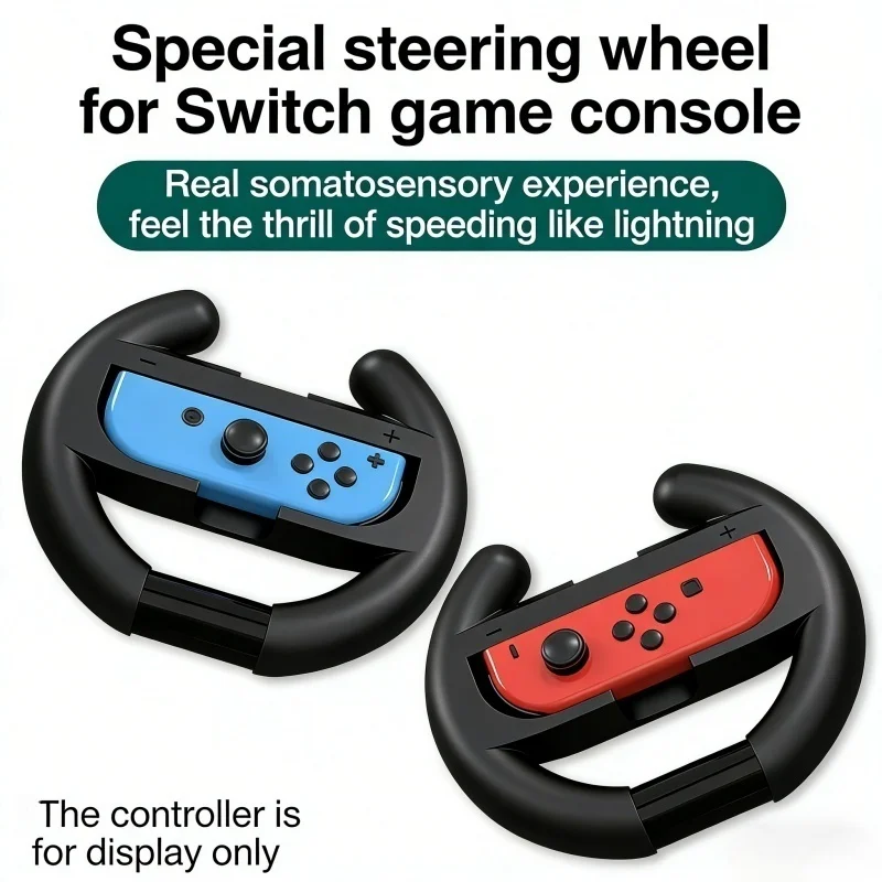 Lenkrad für Switch-Spielkonsole, 2er-Pack Rennspiel-Controller-Griffe für Switch/OLED/Lite Image