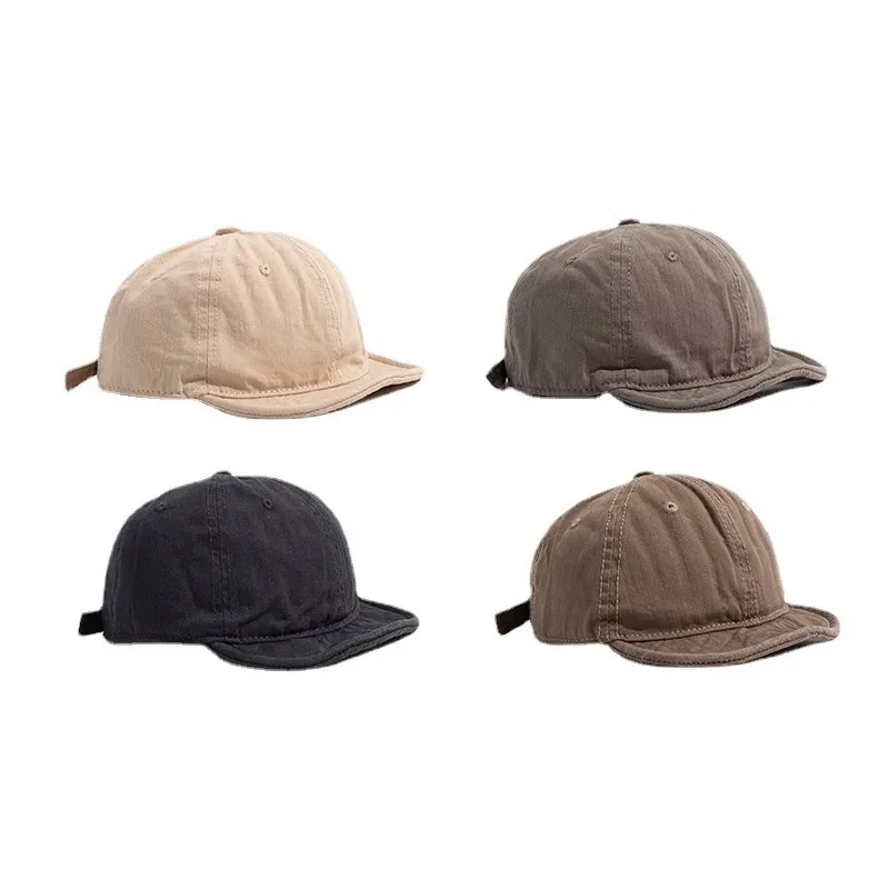 Neue Unisex Retro Washed Baseballkappe mit kurzem Schirm, verstellbares Snapback Hip-Hop-Sonnenschutz-Design, für Herren und Damen, für den täglichen Gebrauch im Freien Image
