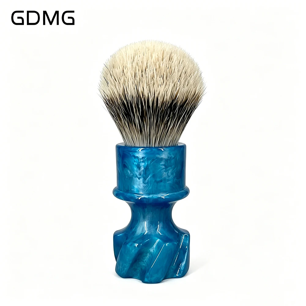 GDMG Rasierpinsel - Extra dichtes Borstenmuster mit spezieller kleiner Basis und Vortex-Blauem Griff Image