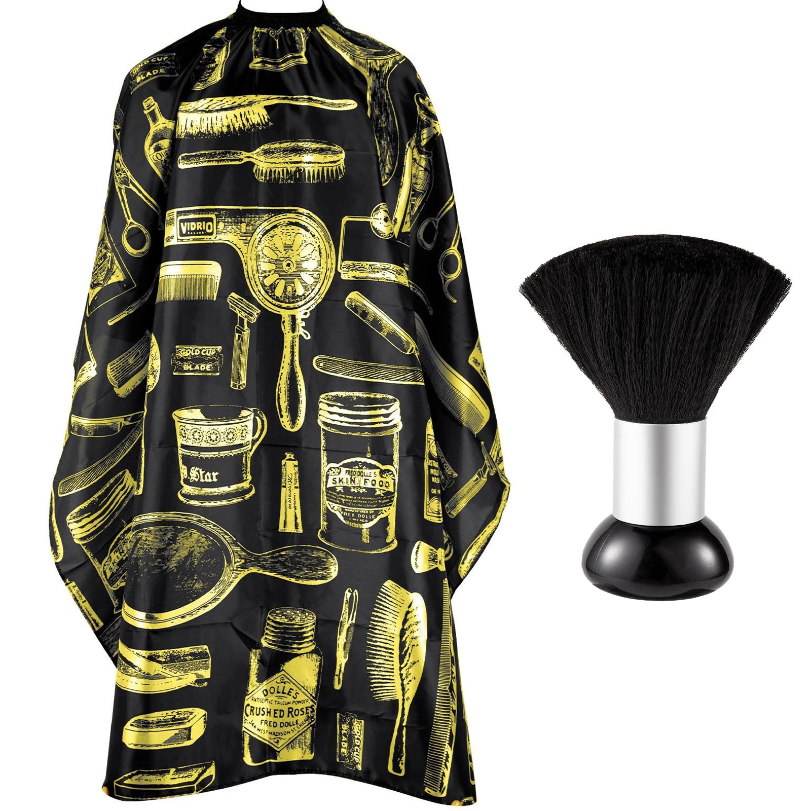 Friseur-Schürze mit Muster, Wasserdichter Stoff für Friseursalons, Professioneller Haarstylist-Umhang im Retro-Stil, Haarschnitt-Cape Image