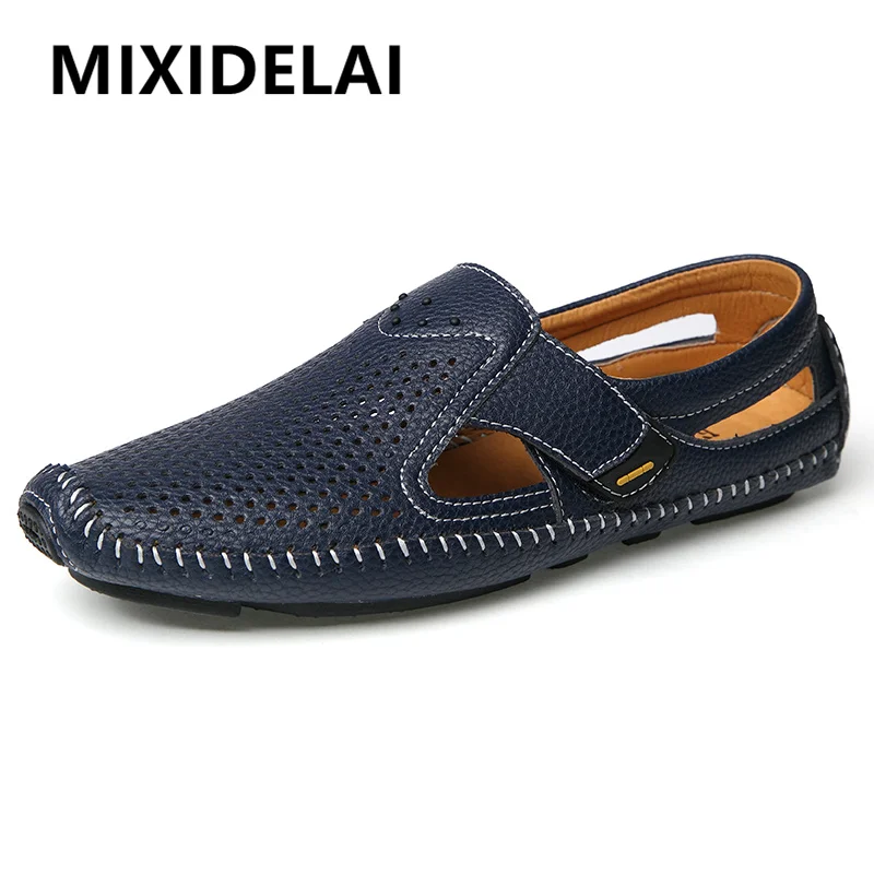 Modische Herrenschuhe Casual Marken-Slipper Sommer Designer-Loafer Herren Mokassins mit Löchern Atmungsaktive Herren-Fahrschuhe Größe 38-47