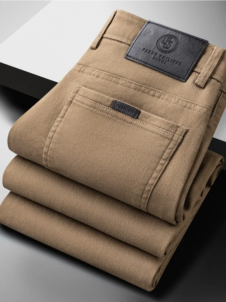 Hochwertige Lyocell-Jeans für Herren Frühling Herbst Neue Mode Gerade Lange Hosen Weiche Business-Marke Klassische Stretch-Denim-Hosen Image