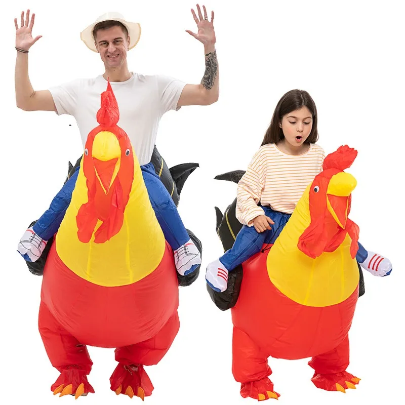 Lustiges Farbiges Hahn-Aufblaskostüm COSPLAY Puppenkostüm Eltern-Kind-Party Bühnenauftritt Tier-Rollenspiel-Requisite Image