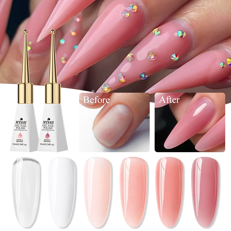 10ml Weiß-Rosa Schnellverlängerungs-Gel Nagellack, Harter Semi-Permanenter Acryl-Verlängerungs-Nagellack, Nagelkunst-Lack, Nagelzubehör Image