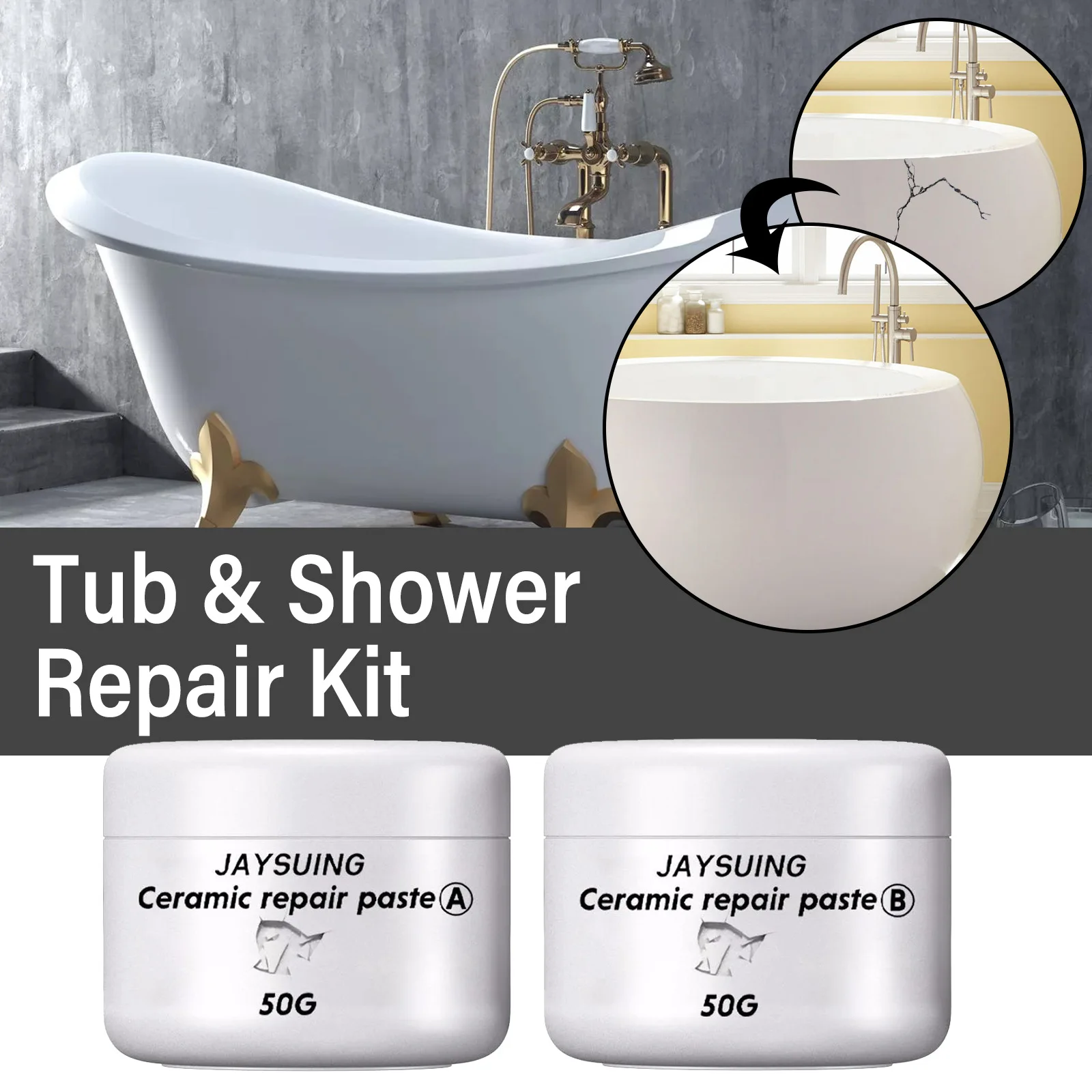 30/100g Fliesenreparaturmittel AB-Klebstoff Keramik-Reparaturkleber Marmor Bodenfliesen Waschbecken Toiletten-Reparaturkleber Rissreparatur-Dichtungskleber