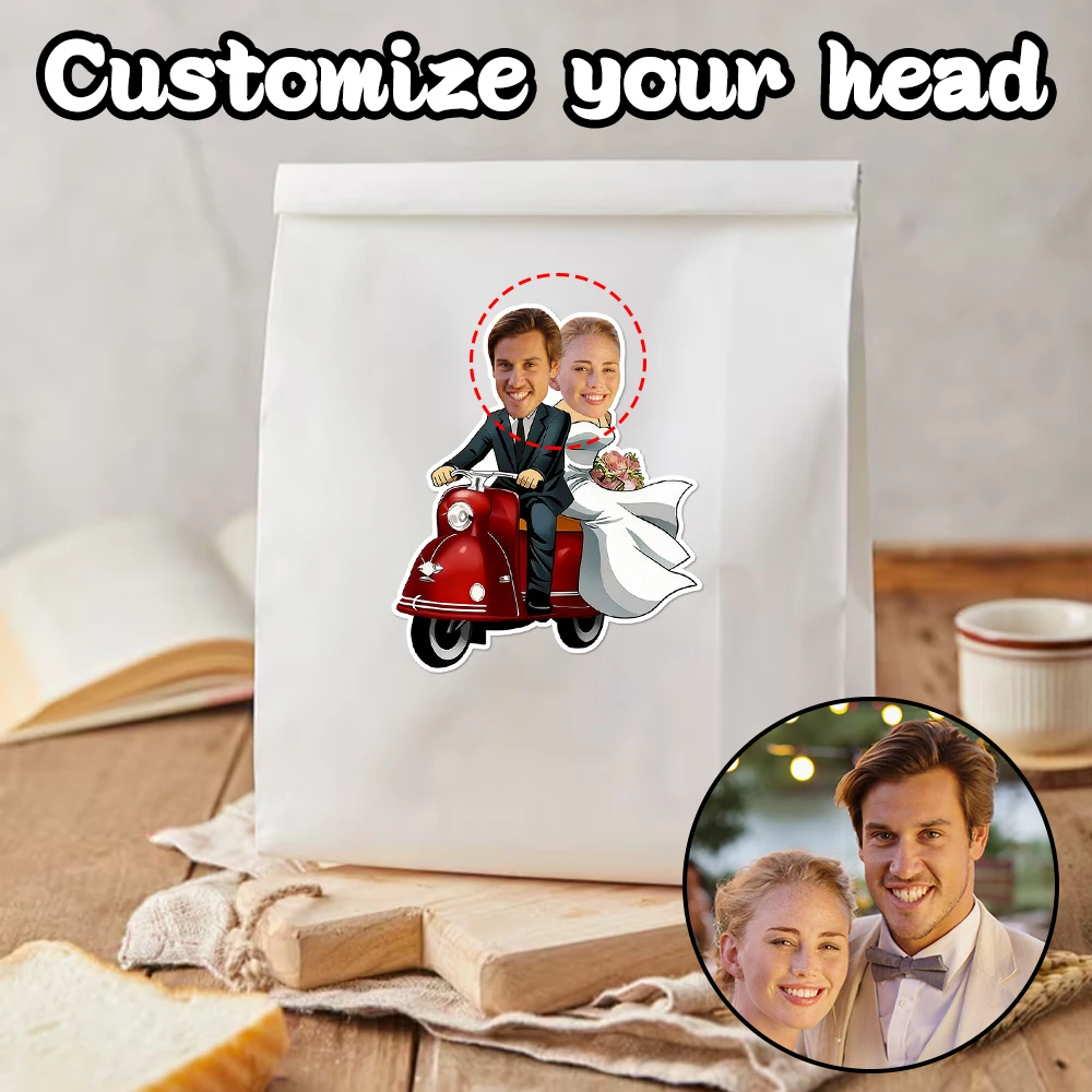Personalisierte Gesichtsaufkleber für Hochzeitsgeschenke, Paar-Fotoaufkleber für Verlobungsfeier, Hochzeitsdekoration, individuelle Kopfaufkleber Image