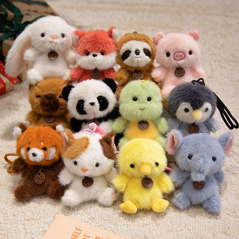 Niedliche sitzende Tiere: Roter Panda, Fuchs, Faultier, Katze Plüsch-Anhänger, weiche Kaninchenpuppe, gefüllter Capybara-Schwein-Schlüsselanhänger, Baby-Spielzeug-Geschenk für Kinder