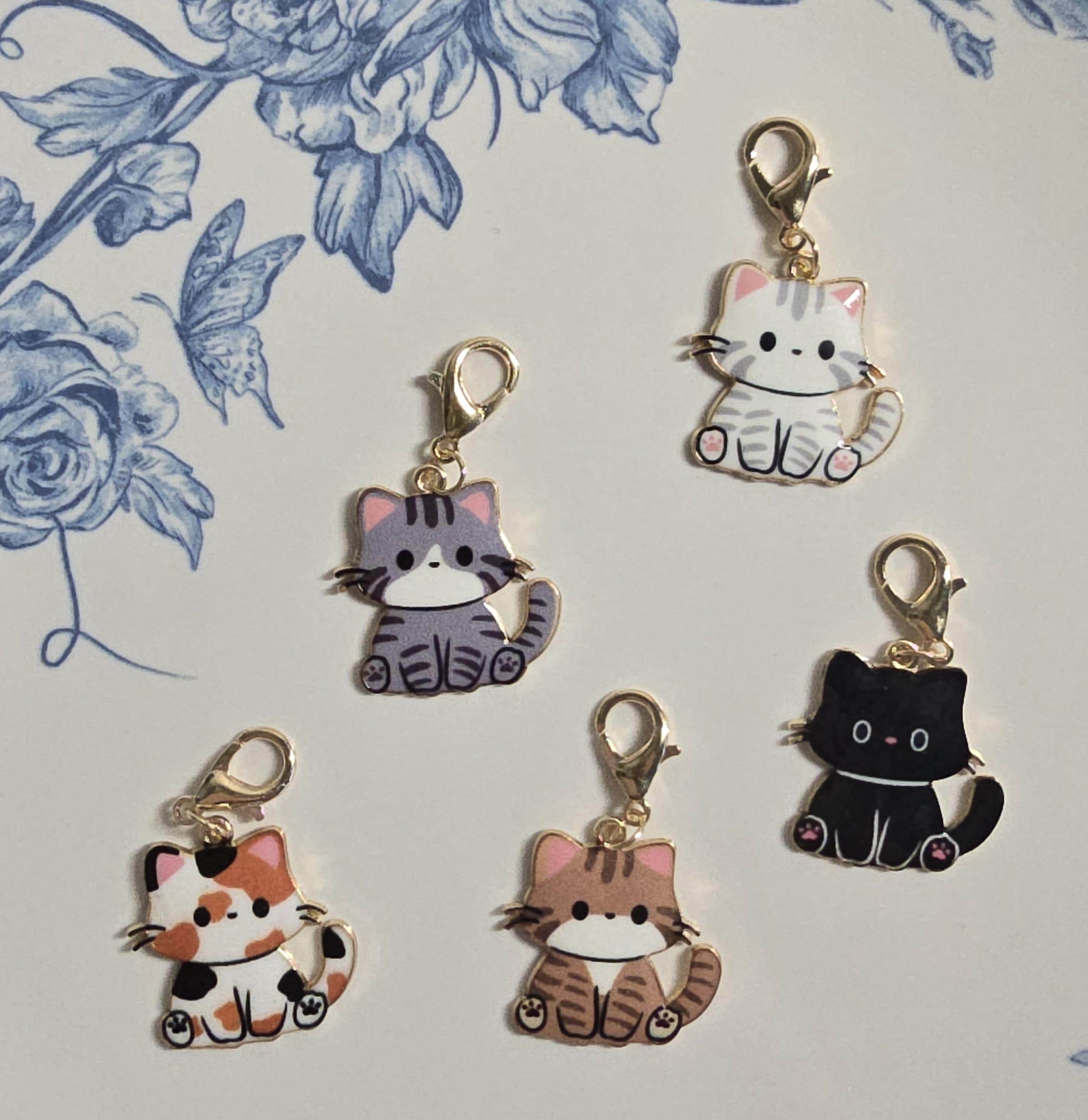 Ciondolo a forma di gatto carino / Ciondolo per borsa a forma di gattino kawaii / Ciondolo con cerniera a forma di gatto in acrilico / Ciondolo per ag