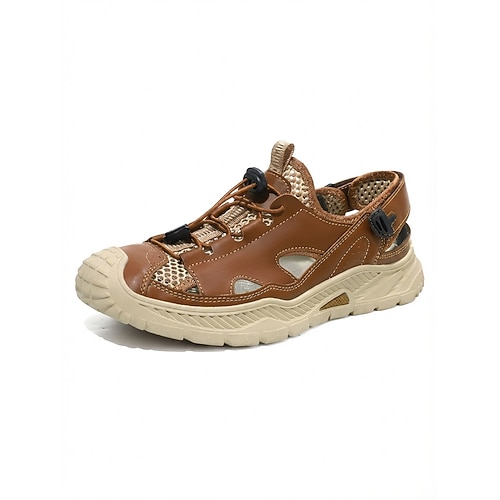 Braune Herren-Fischersandalen mit geschlossener Zehenpartie – leichte und bequeme Outdoor-Schuhe für Urlaub, Freizeit, Sommeraktivitäten und einen lässigen Freizeitstil. Image