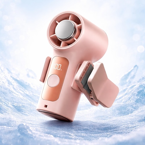 Tragbarer Mini-Ventilator mit Clip, 13.500 U/min, wiederaufladbar, mit LED-Anzeige, 360° drehbarem, abnehmbarem Clip, ideal für Kinderwagen und als Reiseaccessoire, perfektes Sommergeschenk für Frauen Image