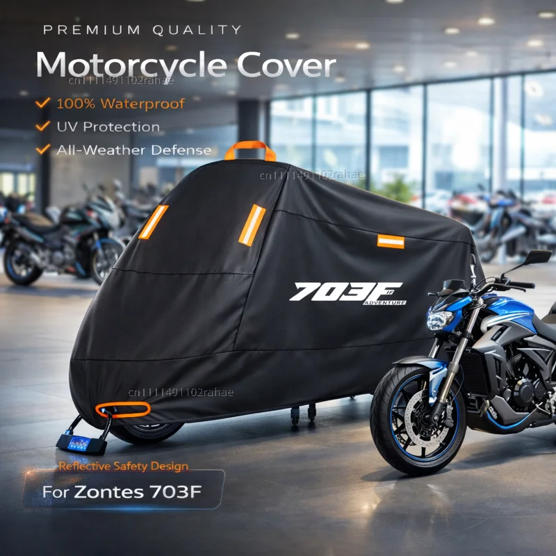 Für Zontes 703F 2025 Motorradabdeckung Wasserdichte Hochleistungs-Polyester-Plane UV-Schutz Outdoor Regen Staub Sonnenschutz Image