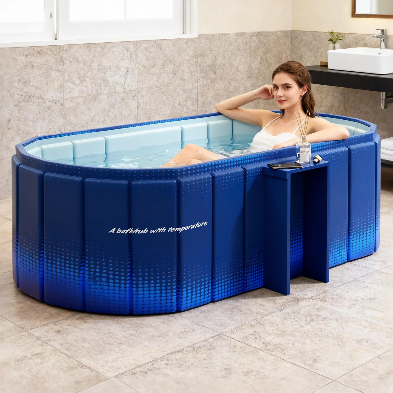 1 x isoliertes Eisbad, kalte Tauchwanne, keine Inflation erforderlich, Dusche kompatibel für den Innen- und Außenbereich