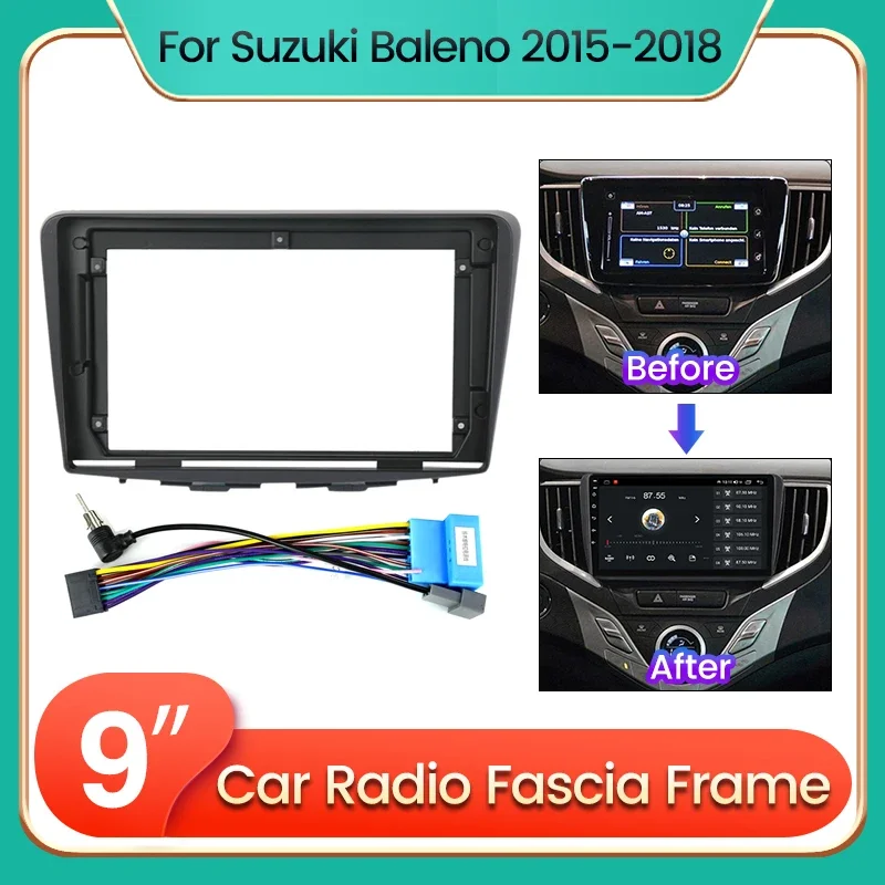 9-Zoll-Autoradio-Blende für Suzuki Baleno 2015–2018 GPS MP5 Stereo-Armaturenbrett-Abdeckung Android 2 Din Head Unit Player Panel Frame Image