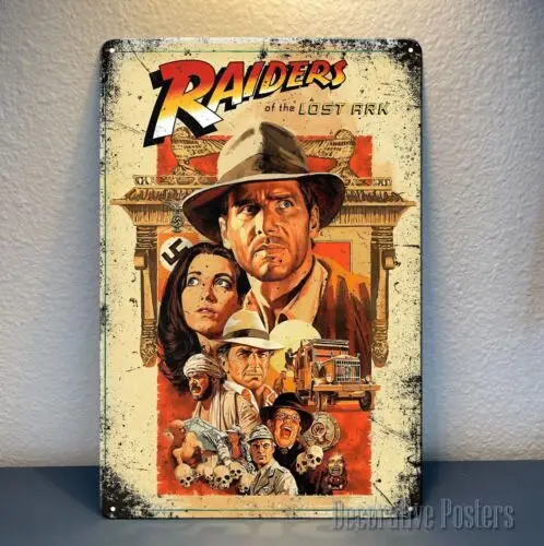Indiana Jones Raiders Of The Lost Ark Film-Metallposter – Schild – Größe: 20 x 30 cm – Aluminium Image
