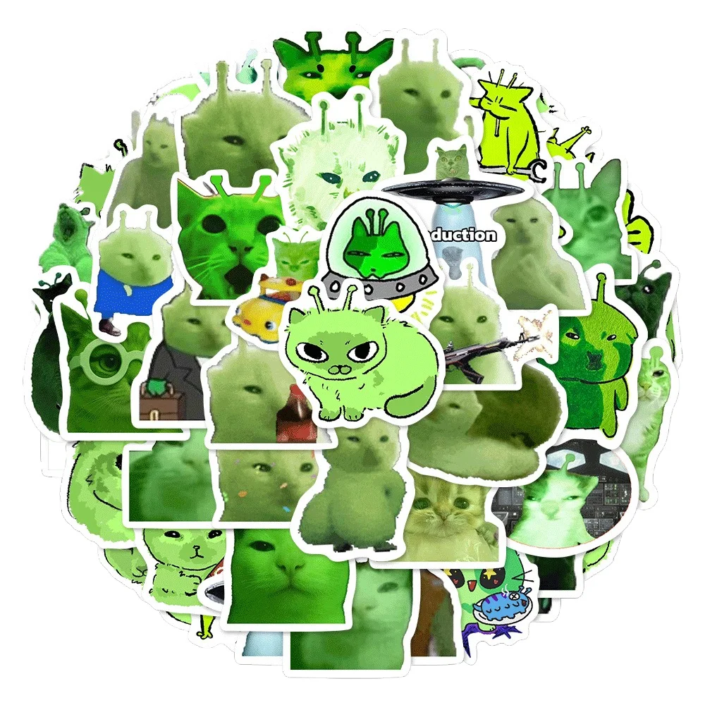 Neue 86 lustige und abstrakte Katzenaufkleber, Alien-Katzen-Cartoon-Emoji-Aufkleber, geeignet für Gitarren, Handyhüllen usw. Image