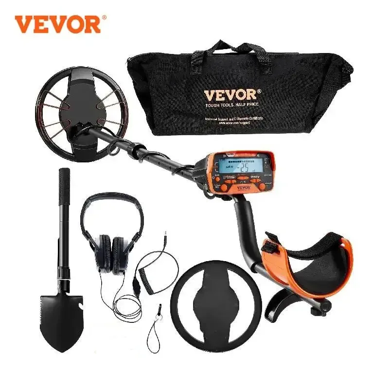VEVOR Metalldetektor für Erwachsene & Kinder 10-Zoll Wasserdichte Suchspule mit LCD-Display 7 Modi Einstellbar 41''-52'' Aluminiumstange Image