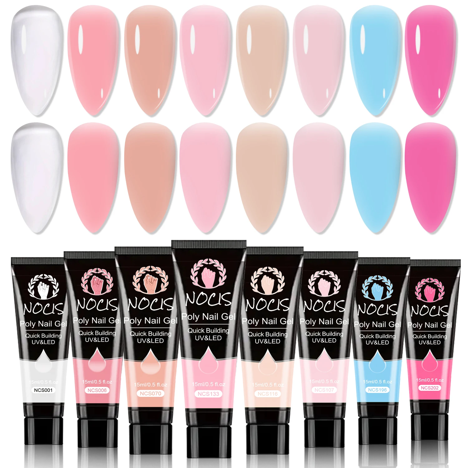 NOCIS Poly Gel Nagel-Set für Anfänger: 8 Farben Poli Gel für Nägel Schnelltrocknend Nagelpflege 28 Tage Haltbarkeit für Geschenke Tägliche Nagelpflege Image
