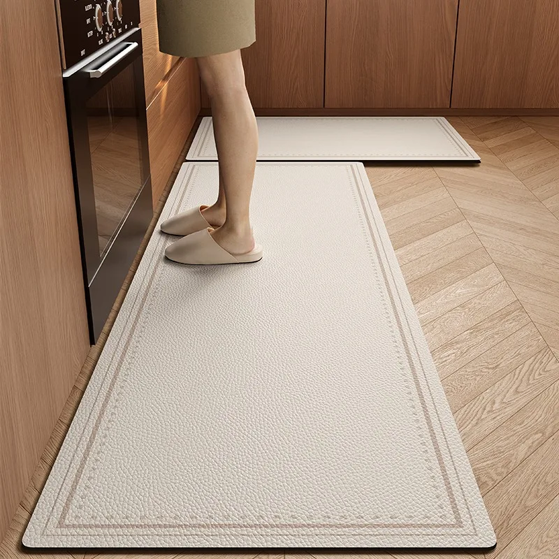Kitchen Mat Waterproof Non-slip Rugs Leather Carpet Anti-fatigue Pvc Floor Mats Oil-proof Easy To Clean Anti-slip Area Long Rug