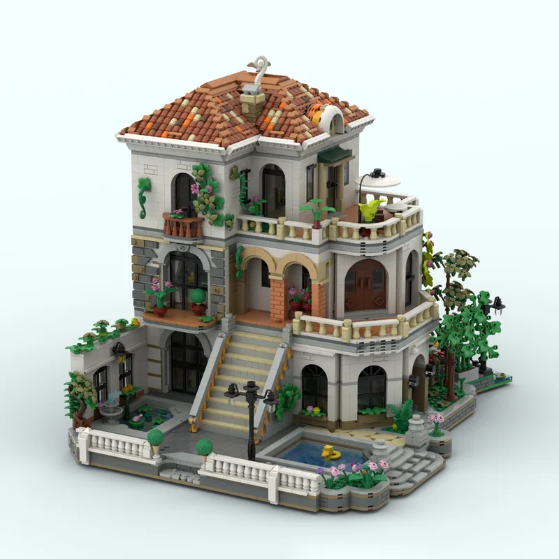 6906 Teile MOC Riviera Courtyard Manor Modulares Stadtlandschaftsmodell Bausteine Architektur-Spielzeug Weihnachtsgeschenke Bildung Kinderspielzeug Image