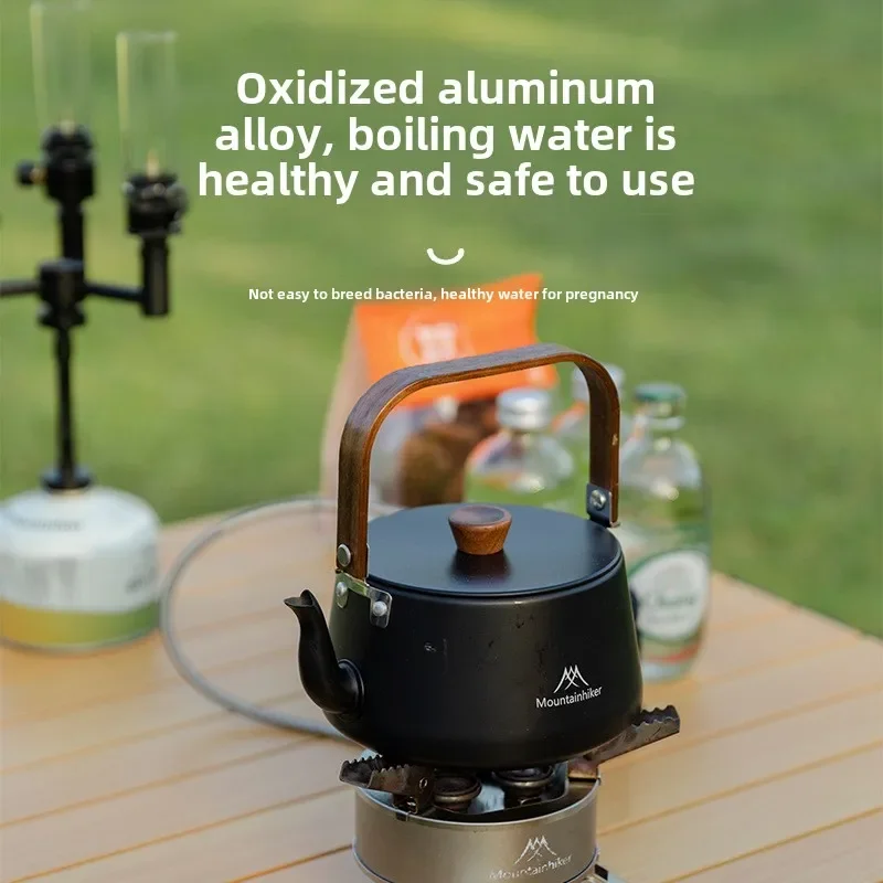 MOUNTAINHIKER Upgrade Camping-Stil Outdoor-Reisekessel Leichter Tragbarer Picknick-Kessel aus Aluminiumlegierung 1,1L Teekanne Kaffeekanne Image