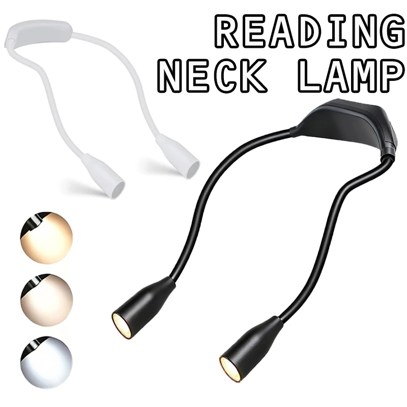 Lampe de lecture LED pour le cou, lampe de livre 360 ° Lampe de lecture à bras flexible, lampe de cou pour la lecture, lampe de lecture de nuit pour l'étude