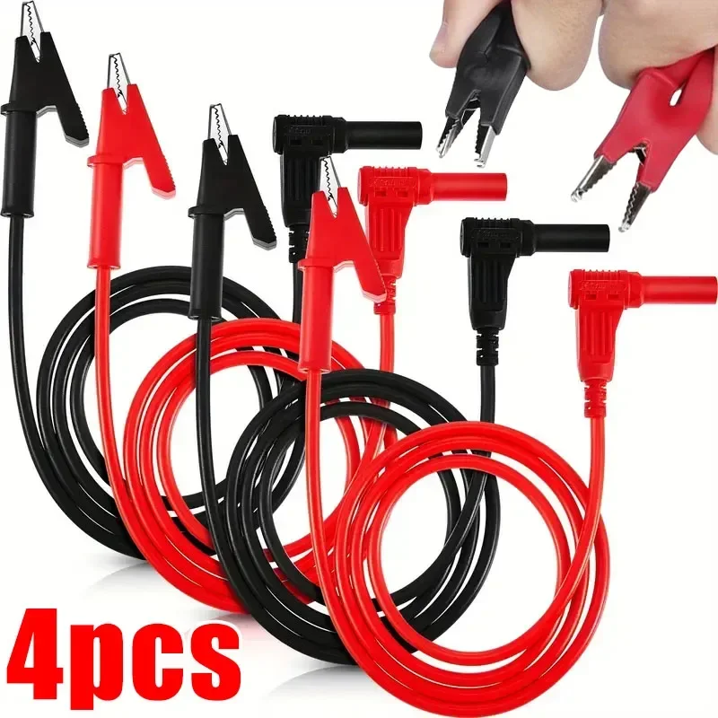 Krokodilklemmen zu Bananenstecker-Testkabel, Doppel-Sondenkabel mit Krokodilklemmen für Multimeter-Tests Image