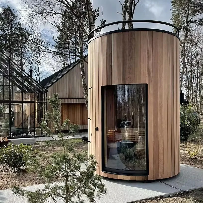 Luxuriöse Outdoor-Sauna aus Zedernholz mit Heizung, Trockendampf und Smart-Funktionen für 1-2 Personen, Holzbeheizt