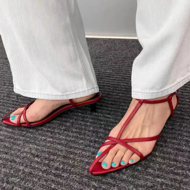 Frauen Dünnen Absätzen Sandalen Designer Sexy Elegante Mid Heels Schuhe Frau Sommer 2026 Neue Trend Spitz Frauen Sandalen de Mujer Image