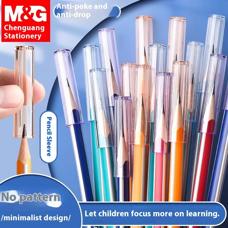M&G Klarer Bleistiftschutz, Bleistiftschutz aus Holz für Schüler, Bleistiftverlängerung für Grundschüler Image