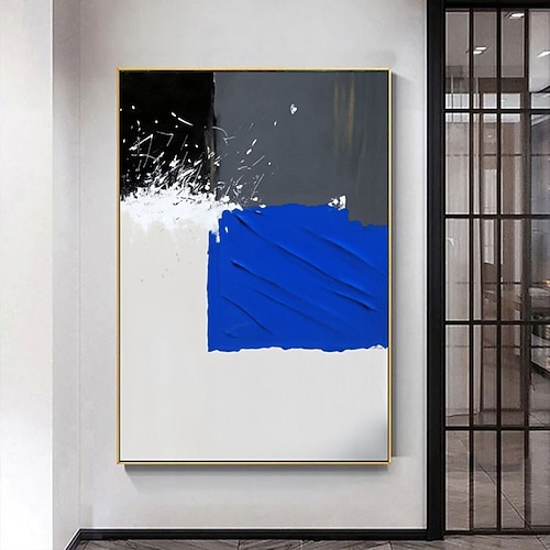 grande dipinto astratto dipinto a mano arte murale blu pittura con texture blu arte murale astratta blu grande dipinto astratto nero blu bianco decorazione murale boho soggiorno arte murale